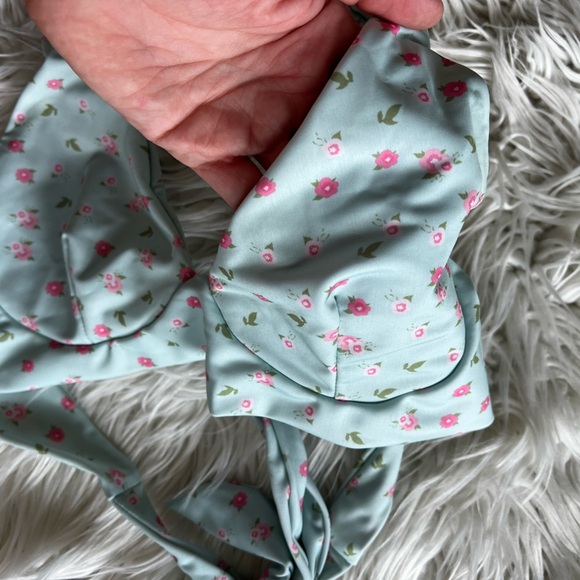 Ecohoaka Bikini Top Medium | Blue Tie Back Halter Swim Top Sustainable Swimwear - Picture 5 of 9